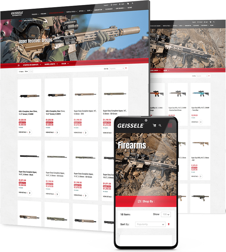 Southside Euro client case study website shown on desktop and mobile with firearm product listings
